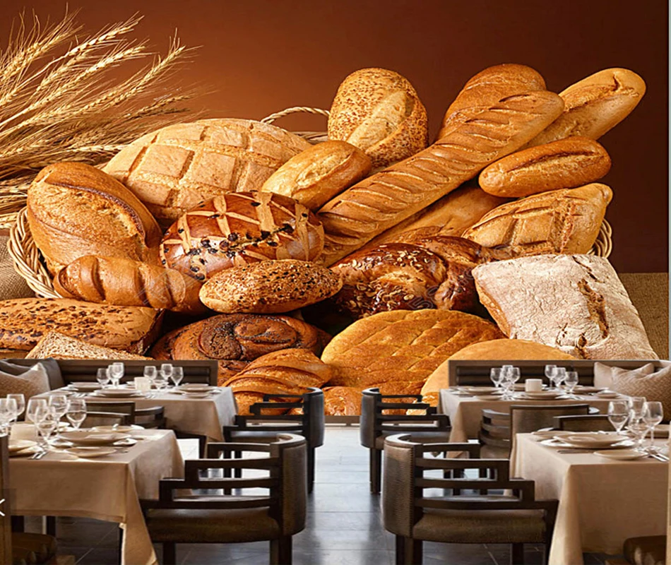 Хлебобулочные обои, пшеница с хлебом, 3D современная Фреска для ресторана кафе фоновая стена papel де parede домашний декор