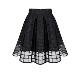 Новая модная юбка 2018 Женская сетчатая шифоновая юбка с высокой талией на молнии Женская Тюлевая Мини-Юбка Saia De шифоновая одежда
