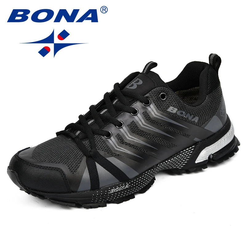 BONA New Classics Style Men Running Shoes Cow Split Mesh Men Sport Shoes Outdoor Jogging Shoes Comfortable Sneakers Light Soft
