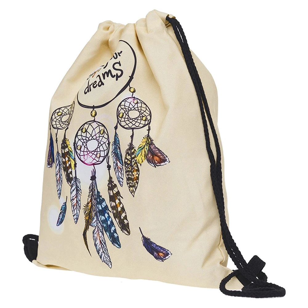 

ABDB 3D Print Drawstring Backpack Rucksack Shoulder Bags Bag:creamy-white