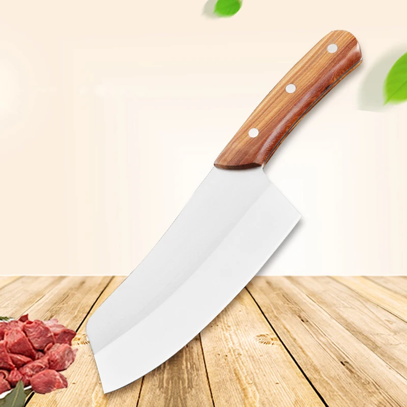 Кухонный нож из нержавеющей стали, нож для убоя, нож для шеф-повара с деревянной ручкой
