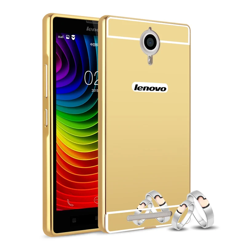 

For Fundas Lenovo K3 K4 K5 NOTE S850 P70 S90 Z90 vibe P2 K6 Note Case Hybird Mirror Metal Aluminum Frame Gold Plating Phone Case