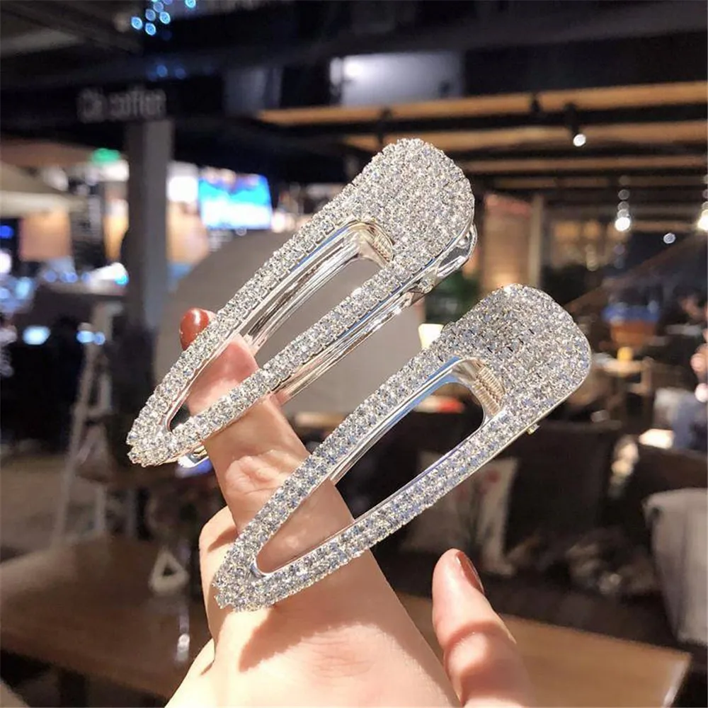 

1PC Full Crystal Rhinestone Women Girls Elegant Geometric Alloy Hair Clips Barrettes Headwear Hairpins Female Hair Accessories