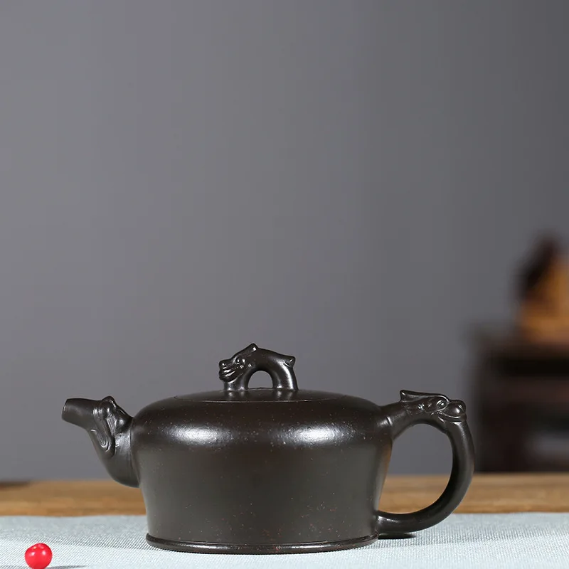 

Dark-red Enameled Pottery Teapot Quality Goods Famous Full Manual Raw Ore Azure Zhu Nilong Yunhu Kungfu Online Teapot Tea Set
