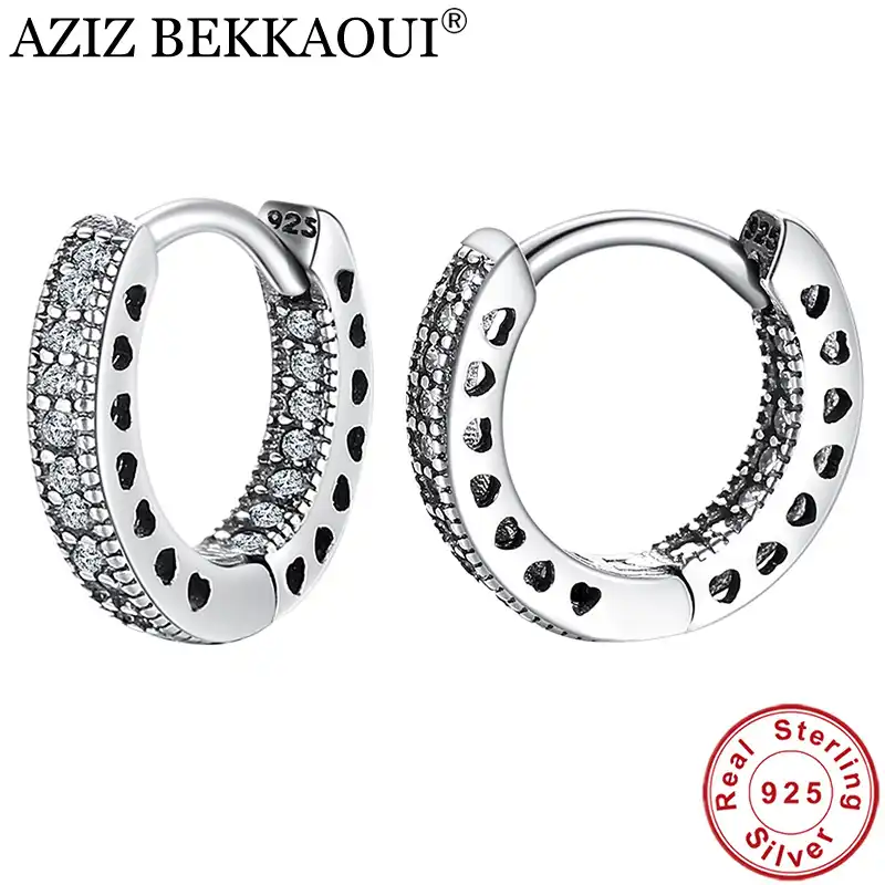 AZIZ BEKKAOUI 925 стерлингового серебра CZ простые женские серьги-кольца ювелирные изделия для женщин ювелирные изделия из стерлингового серебра Р...