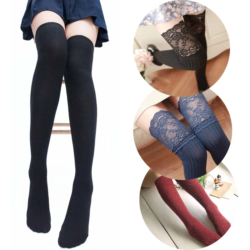 

4 Styles Women Gilrs Stockings Warm Thigh High Over the Knee Socks Long Cotton Stockings Medias Sexy Stockings Medias de mujer