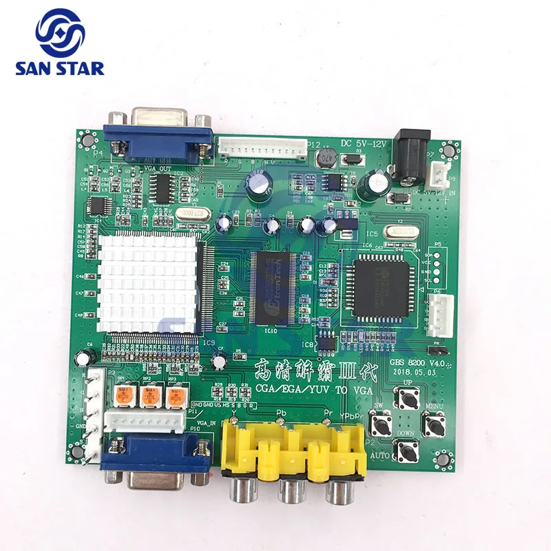 아케이드 게임 RGB/CGA/EGA/YUV To VGA HD 비디오 컨버터 보드, HD9800/GBS8200 핫 그린 보드