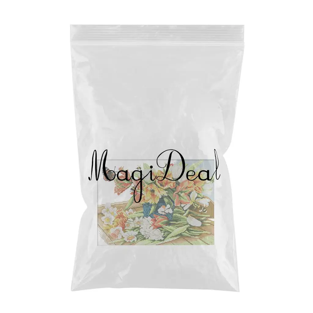 Flower Butterfly Stamped Cross Stitch Kit DIY Handmade Needlework for Beginners Kids Adults