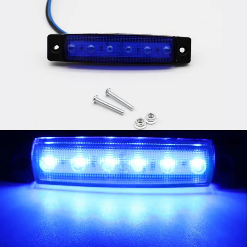 

2pcs 12V Car External Lights Blue 6 SMD LED Auto Car Truck Lorry Side Marker Indicator Trailer Lights Tail Rear Side Lamps