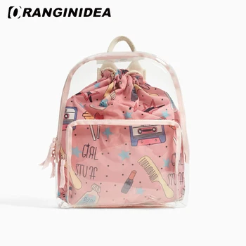 

ulzzang Girl Backpacks Cute Transparent School Bags Summer Beach Small Backpack Teenager Girls Schoolbag female mochila