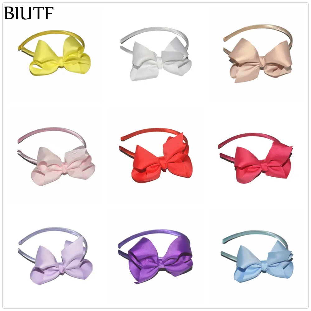 Пластмассовая повязка на голову с бантом 50 шт./лот 4 5 дюйма|plastic headband|satin covered