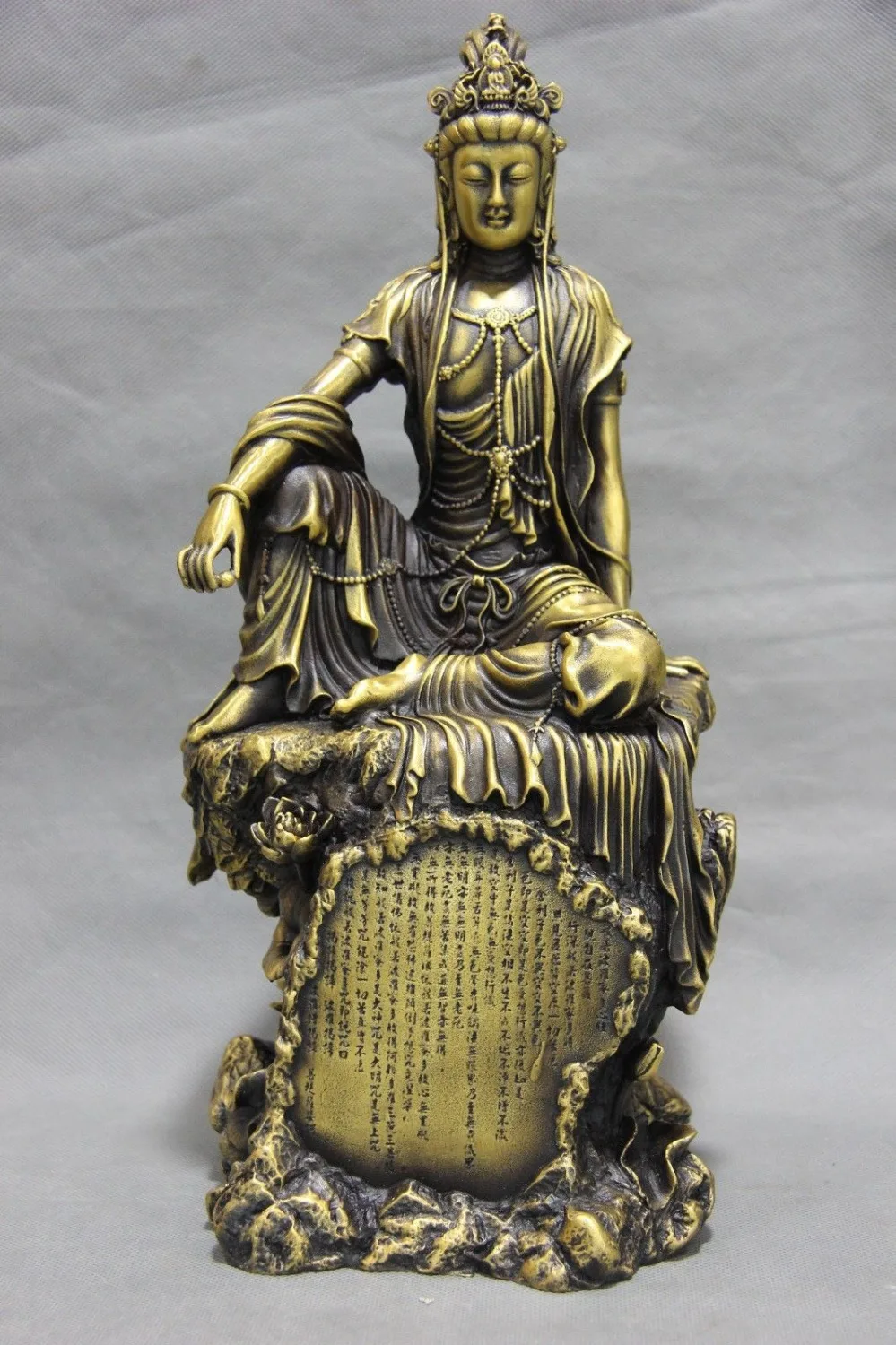 

Chinese Brass Copper comfortable Kwan-Yin GuanYin Bodhisattva Sit Hill Statue