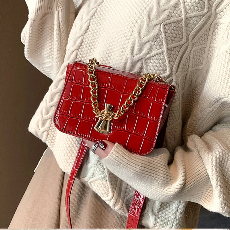 0 : Buy Crocodile pattern Small Crossbody chain Bags 2019 Good Quality Leather ...