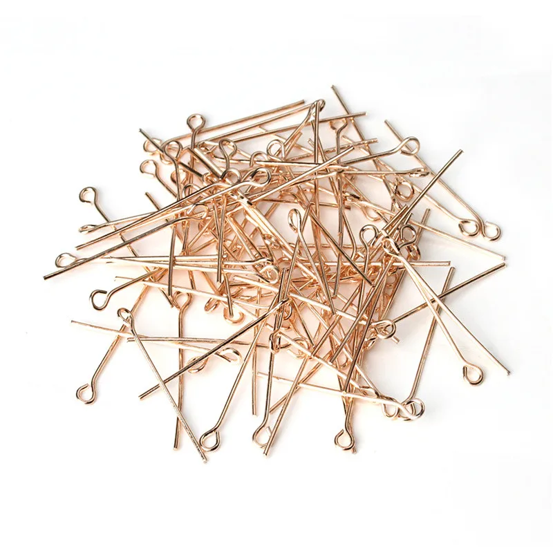 

200pcs/lot 50mm Rose Gold Color Head Pin Eye Pins Flat Metal Head Pins Needles DIY Jewelry Making Findings 0.7mm(21 gauge) F117