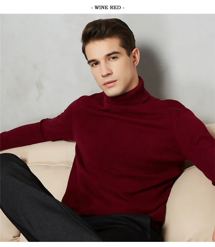 8 Color Turtleneck Sweater Men 2020 Autumn Winter New Thick Warm Slim Fit Solid Color Pullover White Sweater Male Brand Red Blue