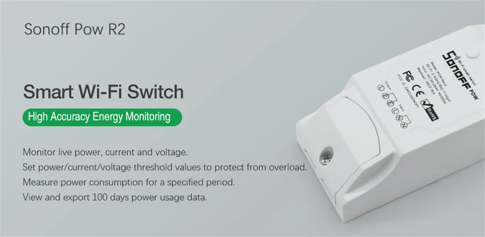 Controlador com Monitoramento de Energia em Tempo Remoto por Telefone Sonoff Inteligente Wifi Interruptor Real Alta Precisão 16a Casa Módulo Pow r2 2 com monitoramento de energia em tempo real