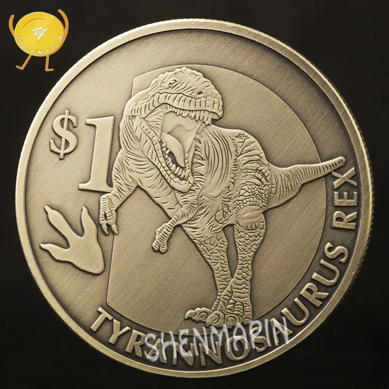 

Tyrannosaurus Rex Commemorative Coin One Dollar Coins Collectibles Republic of Sierra Leone Challenge Coin Ancient Bronze Coins