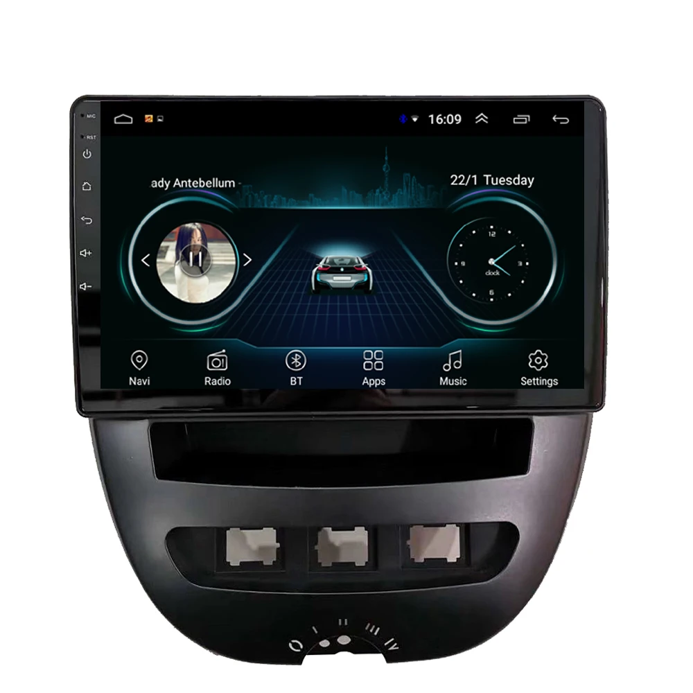 

car radio with USB vidio HD1080 front camera free map precise GPS navigation lossless music for peugeot 107 9inch Android 8.1