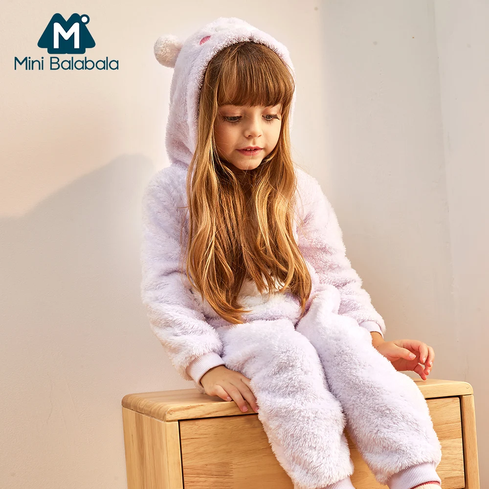 

Mini Balabala Kids Boy Girls Soft Fleece One-piece Pajamas Children Sleepwear Sleep Blanket Sleepers Cartoon Kigurumi Animal Pjs