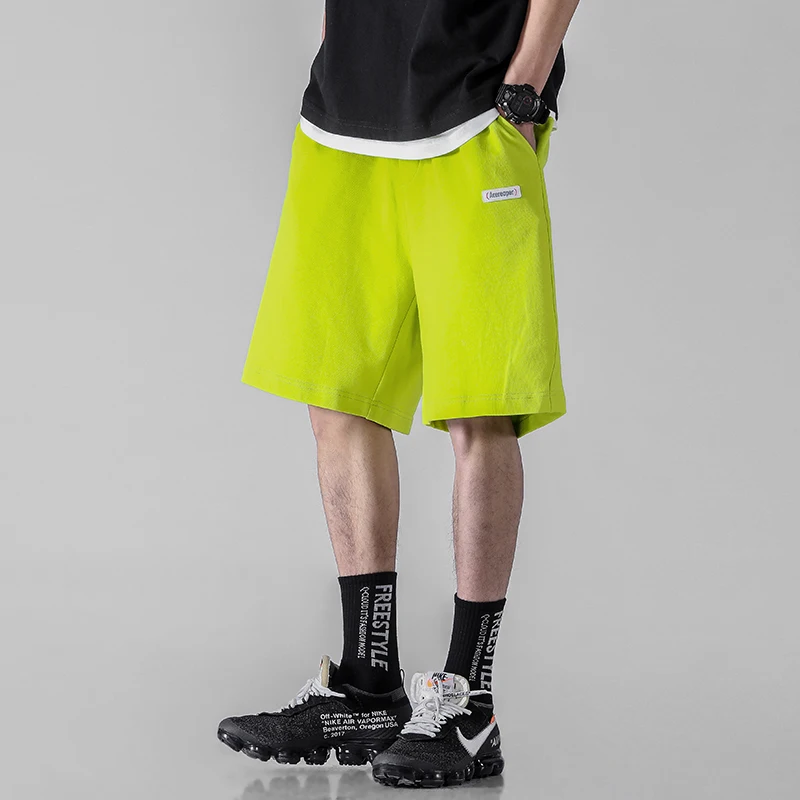Fluo/яркие цвета неоновые желтые фиолетовые Мужские шорты повседневная одежда