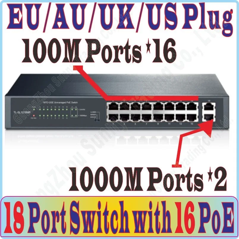 Prix pour Max. PoE 119 W 16 ports Commutateur POE avec 16 ports POE puissance à la caméra ip, sans fil ap, 16-port Commutateur PoE avec 2 RJ-45 Gigabit Port Prix pour Max. PoE 119 W 16 ports Commutateur POE avec 16 ports POE puissance à la caméra ip, sans fil ap, 16-port Commutateur PoE avec 2 RJ-45 Gigabit Port