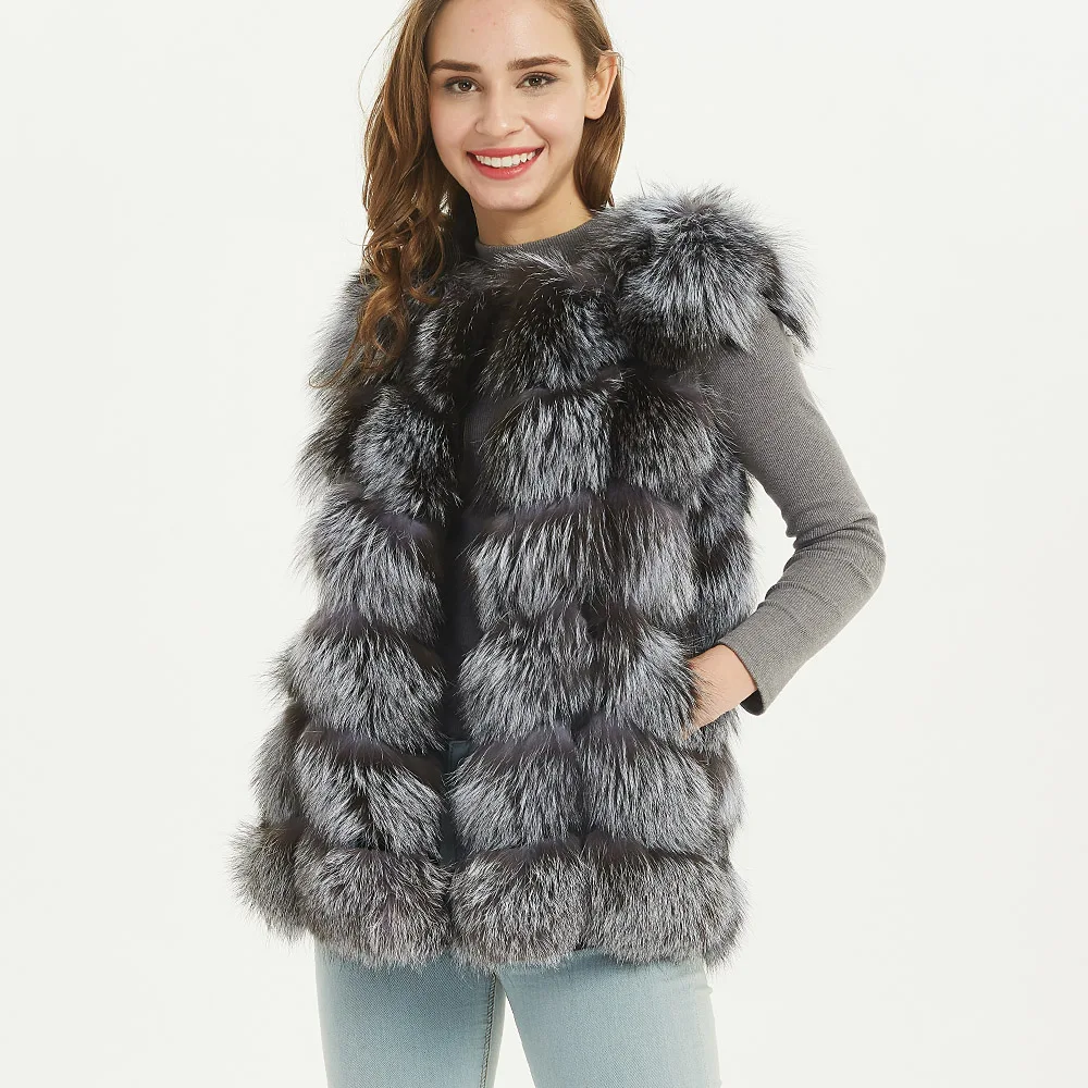 Maomaokong vera pelliccia di volpe cappotto donna inverno gilet di pelliccia naturale cappotto di vera pelliccia gilet per le donne giacca senza maniche donna