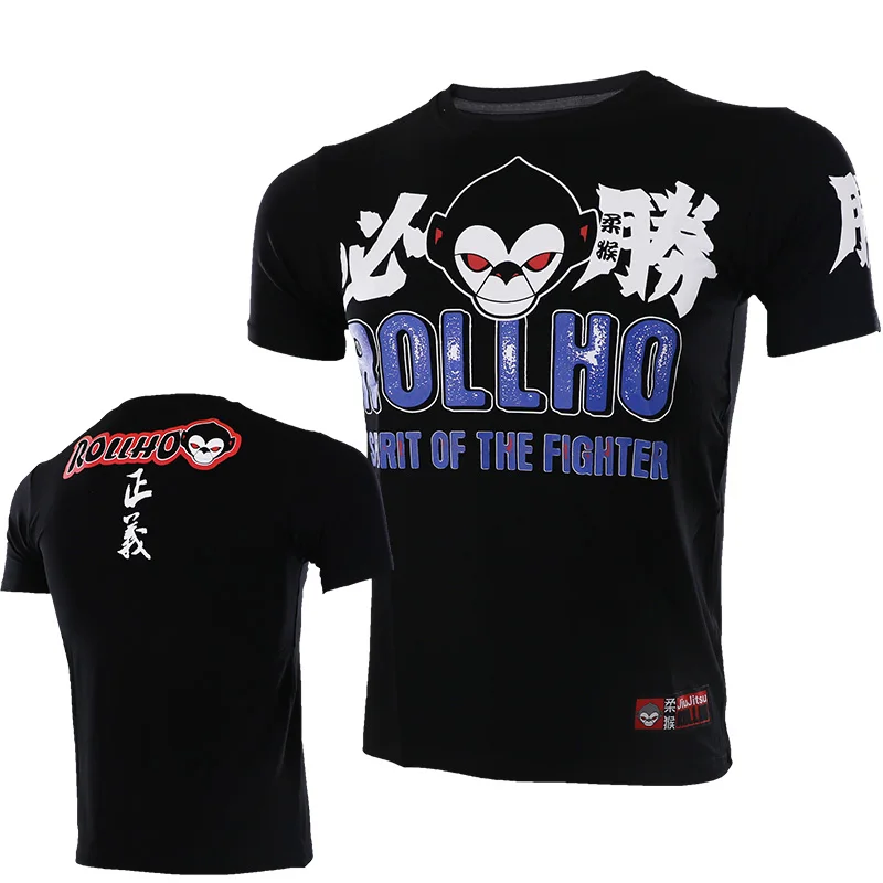 

ROLLHO Boxing MMA T Shirt Monkey MMA Gym Tee Shirt Fighting Martial Arts Fitness Training Muay Thai T Shirt Men Homme