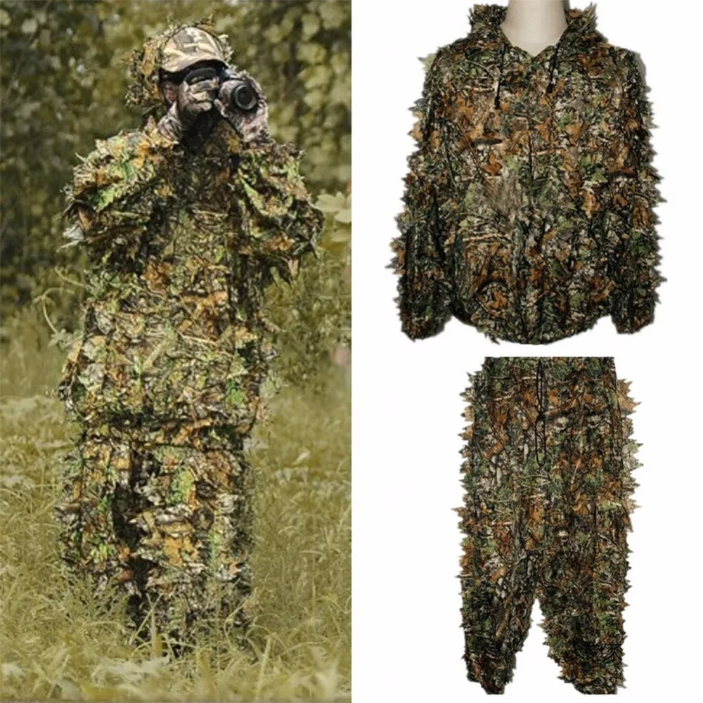 Hunting Ghillie Suit 3D Camo Bionic Leaf Camouflage Jungle Woodland