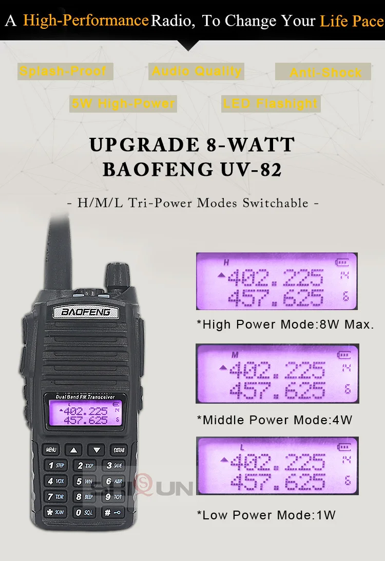 2 шт. UV-82 8 Вт портативная рация 10 км Baofeng 8 Вт радио двойной VHF UHF портативная радиоантенна UV-82 Amador Walky Talky Baofeng UV 82 UV82