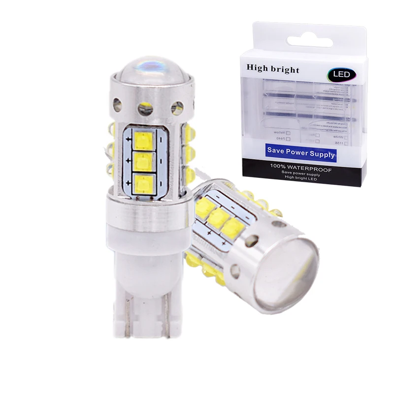 2x High Power T10 194 168 W5W 80W XBD Chip LED Bulbs DRL Car Tail Parking Lamp Backup Reverse Stop Light With Lens Projector  (2)