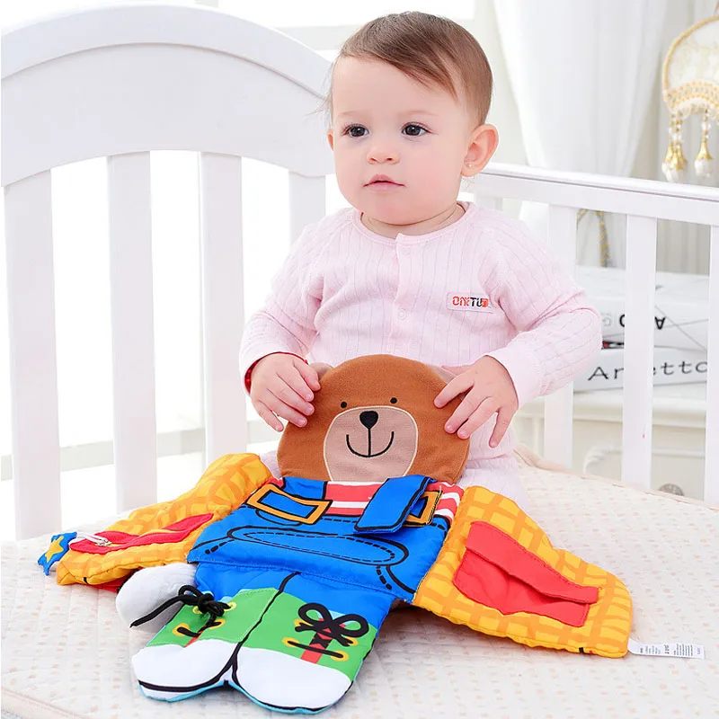 

Baby Bear Dressing Cloths Toys Book For Children Educational Quiet Book Kids Learning Buttons Tie Shoes Life Skills Cloth Book
