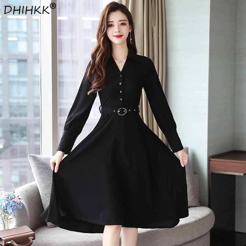 Buy DHIHKK High Waist V neck Aline Long dresses Winter