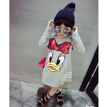 Одежда для девочек; платье-футболка с длинными рукавами; платье принцессы с аппликацией из пайеток; baby3-7years модная свободная качественная одежда