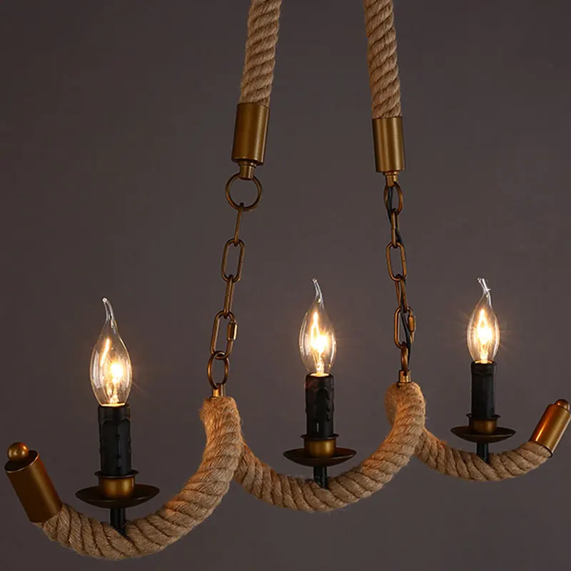 

Nordic vintage pendant lamps industrial style light wavy rope chandelier for restaurant bar cafe warehouse bra bedroom light