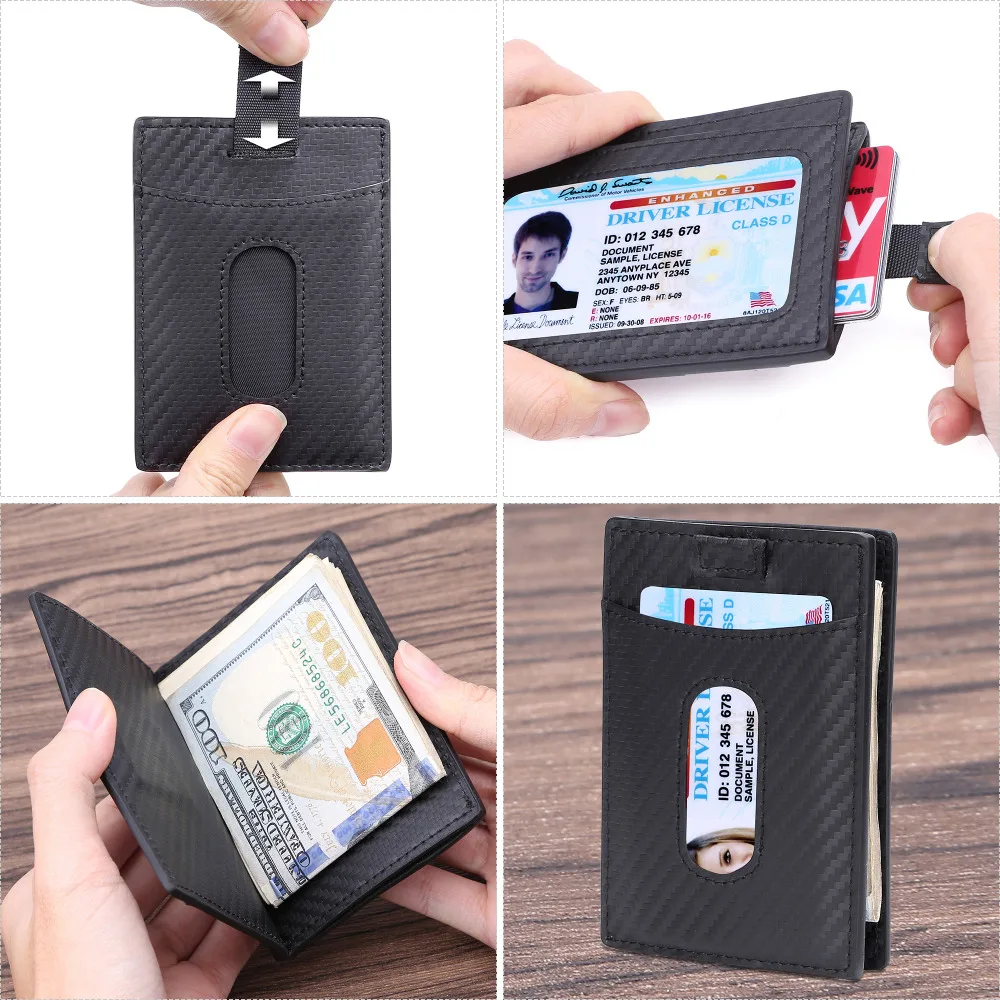 Kinzd Slim Carbon Fiber Moneyclip Wallet Minimalist Rfid Front - kinzd slim carbon fiber moneyclip wallet minimalist rfid front pocket thin wallet magnet cash credit card holder with id window in wallets from luggage