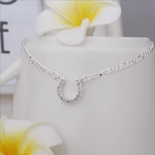 New Arrival!!Wholesale 925 Sterling Silver Anklets,925 Silver Fashion Jewelry,Inlaid Stone U Anklets SMTA023
