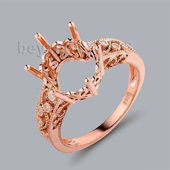 Customized 14kt Rose Gold Natural Si Clarity Diamond 10x12mm Ring Customized 14kt Rose Gold Natural Si Clarity Diamond 10x12mm Ring Mountings For Oval Stones Wu004 In Rings From Jewelry Accessories On Aliexpress
