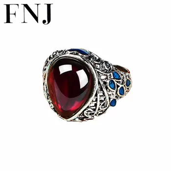

Red Zircon Stone Garnet Ring 925 Sterling Silver anillos Punk Wedding S925 Thai Silver Rings for Women folk-custom Jewelry
