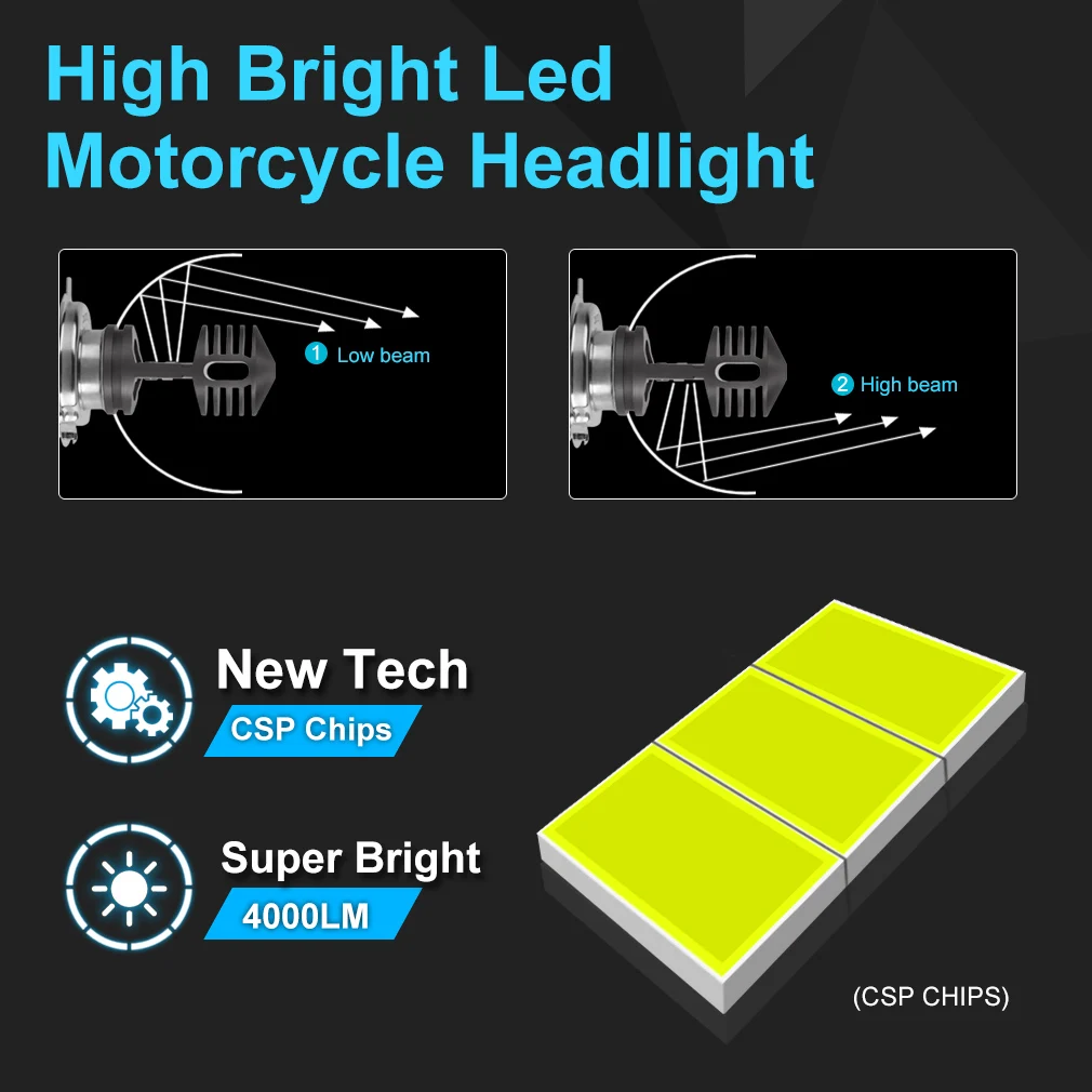 4000лм BA20D светодиодный H6 P15D HS1 H4 светодиодный головной светильник для мотоцикла CSP Chips rbike hi/lo far светильник для мотоцикла Ebike автомобильный светильник