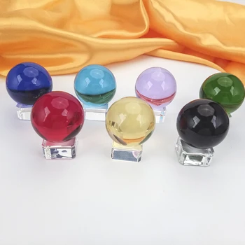 

70mm Seven Colors Natural Quartz Magic Crystal Ball with Transparent Stand Feng Shui Ball&Globe for Home Decoration&Gifts