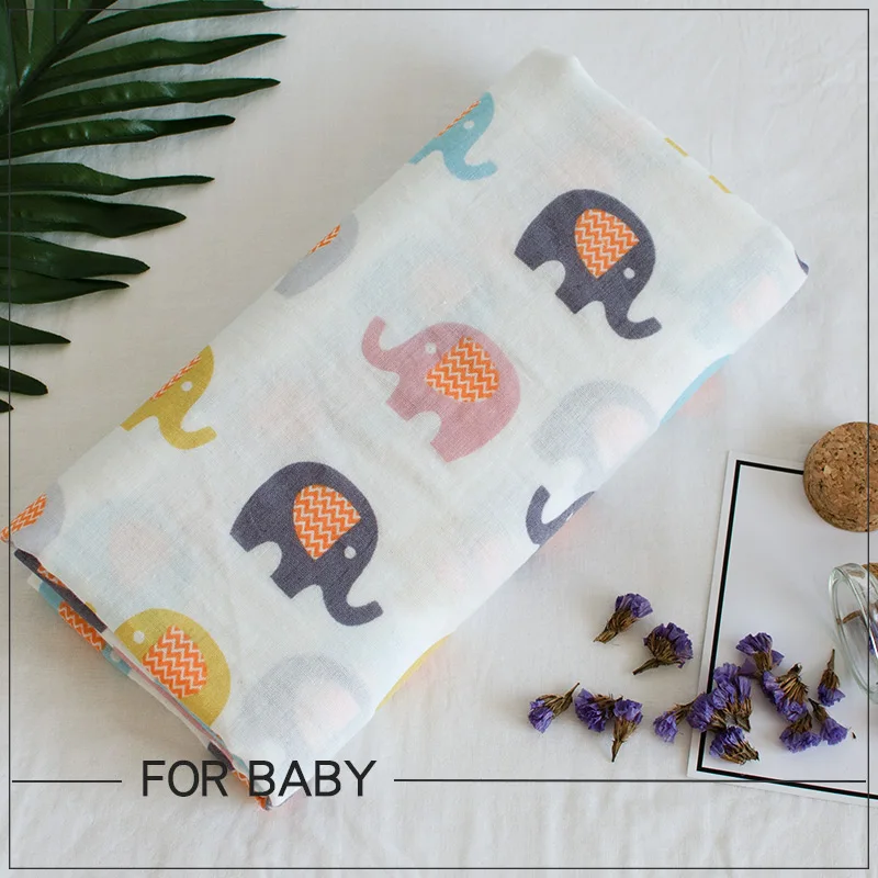 Детское одеяло, летняя супер мягкая сумка, дышащее хлопковое одеяло для новорожденных - Цвет: Elephant110x110cm