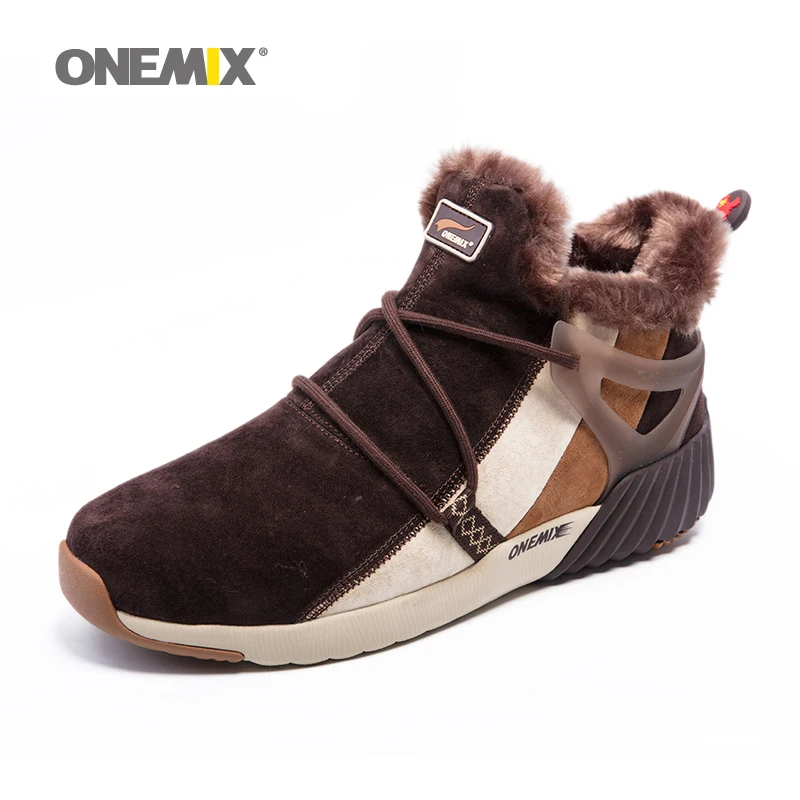 ONEMIX New Winter Men's Boots Warm Wool Sneakers Outdoor Unisex Athletic Sport Shoes Comfortable Running for women Shoes Sales
