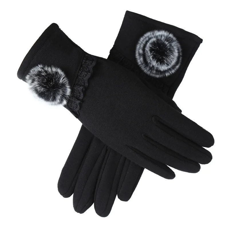 Модные элегантные женские Сенсорный экран перчатки зимние женские теплые кашемировые Бант Полная палец варежки наручные Guantes подарок
