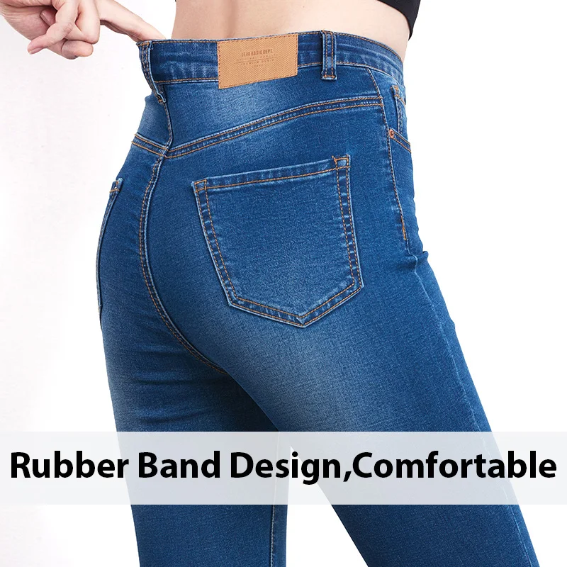 Jeans for Women mom Jeans High Waist Jeans Woman High Elastic plus size Stretch Jeans female washed denim skinny pencil pants