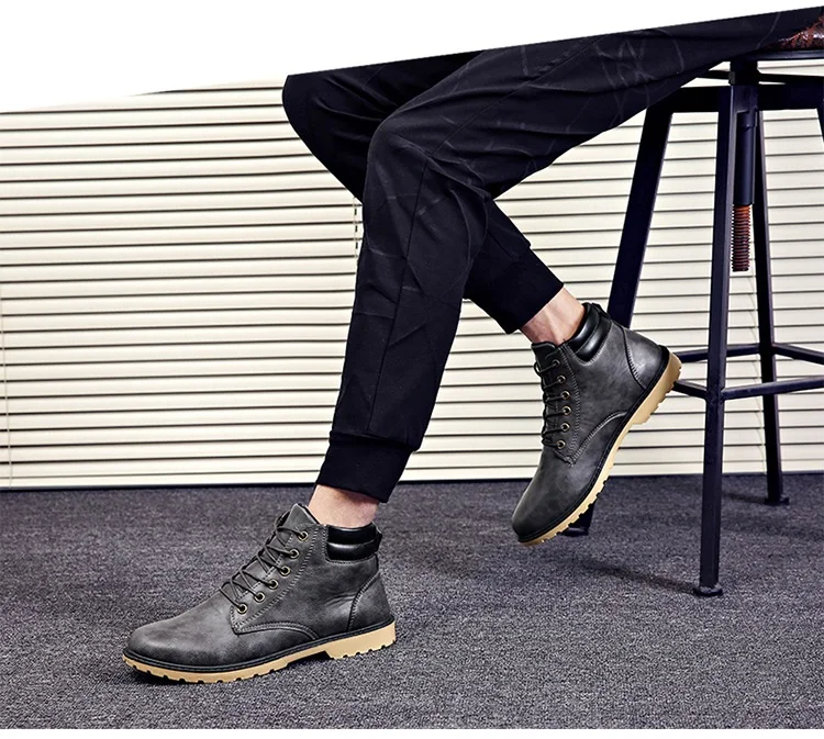 2018 new Genuine Leather Men Boots Autumn Winter Ankle Boots Fashion Footwear Lace Up Shoes Men High Quality Vintage Men Shoes (10)