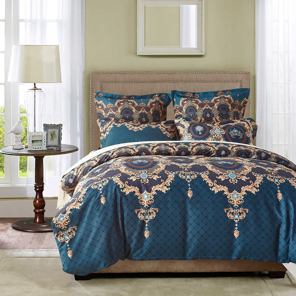 Bedding Set Bohemian Bed Duvet Cover Set Luxury European Comforter Bedding Sets Floral Pattern Reversible Bedding Set King Size Bedding Set Bohemian Bed Duvet Cover Set Luxury European Comforter Bedding Sets Floral Pattern Reversible Bedding Set King Size