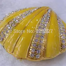 Ручная работа ракушка коробки для колец и ювелирных изделий металла seashell коробка ювелирных изделий для пляжа свадьбы или подарок для невесты