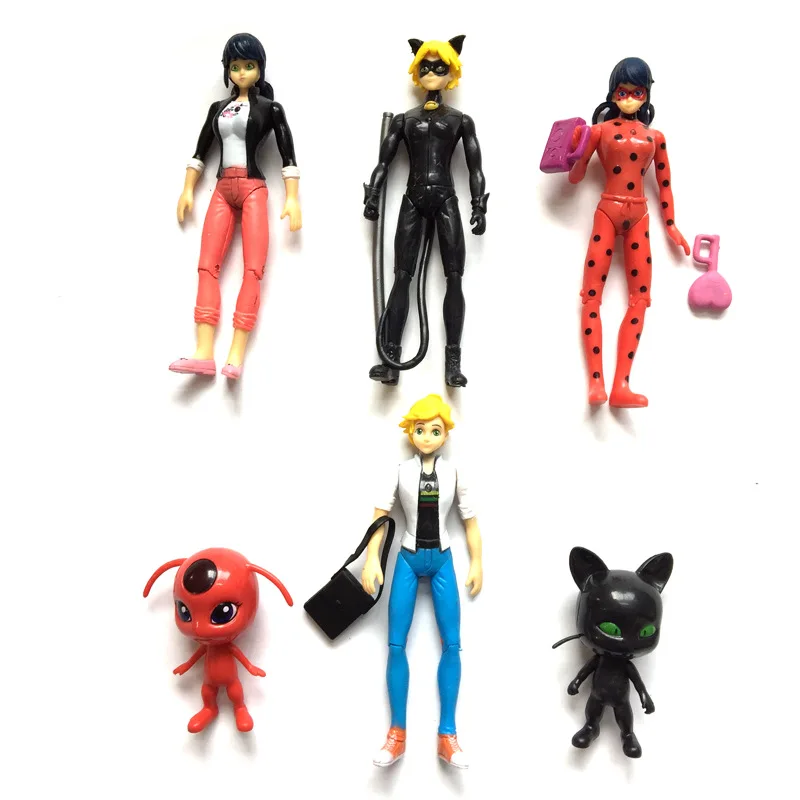 

6PCS Miraculous Ladybug Cat Noir Figurines Toys Adrien Marinette Ladybug Miraculous PVC Kids Collection Doll Cat Birthday Toys