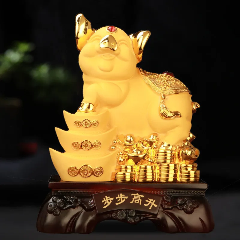 

Large Size Resin Golden Pig Statues Sculpture Abstract Figurines Baby Piggy Bank Saving Cash Coin Money Box Home Decor Modern
