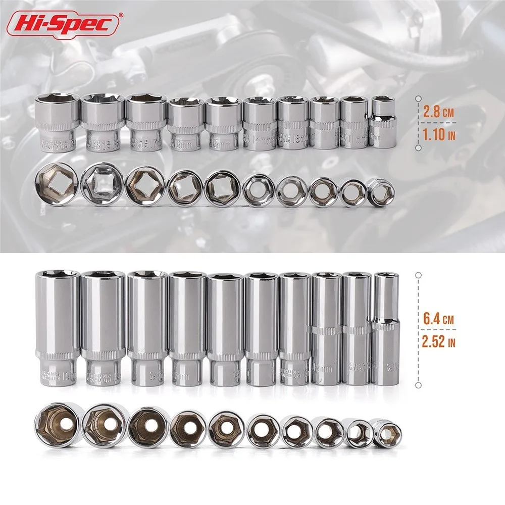 Hi-spec-ディープロングソケットセット、トルクラチェット